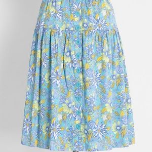 Modcloth Daisies At Nightfall Tiered Midi Skirt